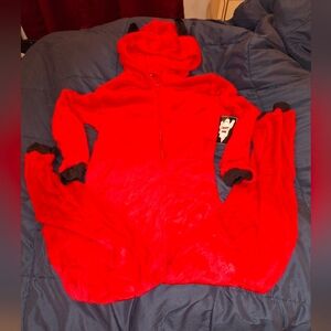 Red Hooded Devil Halfzip Costume Size Med, Red  NWT